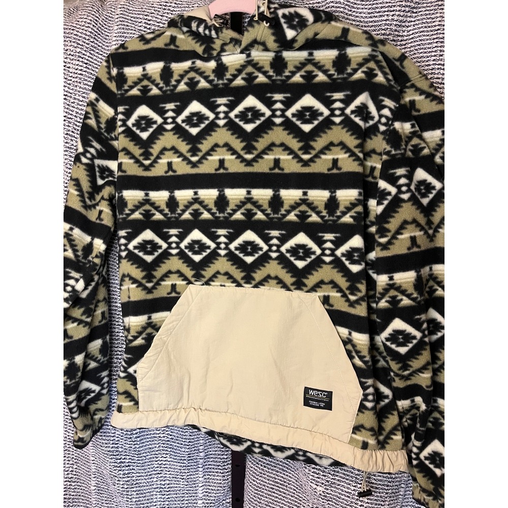 WESC Aztec Fleece Hoodie Unisex Pullover Sweatshirt Size M